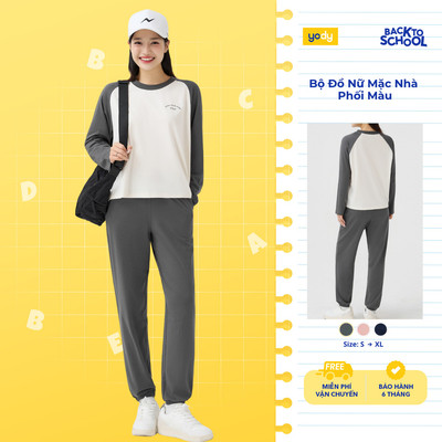 Bộ Đồ Nữ YODY Set Áo Quần Dài Tay Phối Màu Chất Liệu Thoải mái WCST25F167