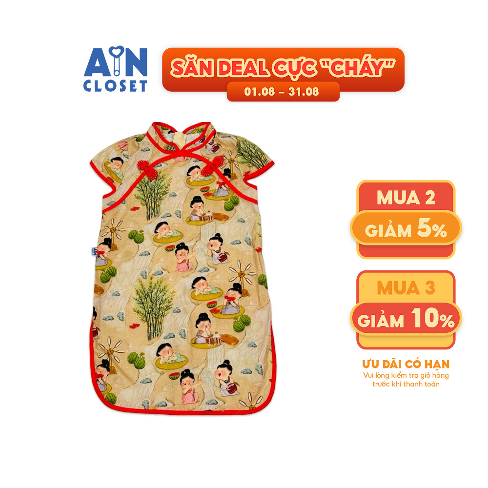 Đầm Sườn xám bé gái họa tiết Ajuma Hàn Quốc cotton - AICDBGHRN0TR - AIN Closet