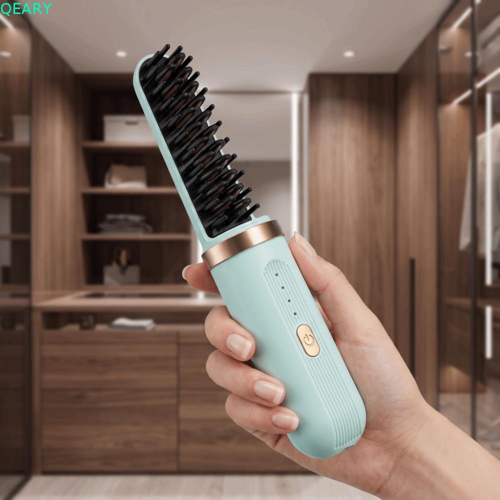 Bàn chải duỗi tóc QEARY 3.7V 2000mAh, Lược tạo kiểu tóc có thể sạc lại không dây, Ion âm thiết yếu Chống bỏng Làm nóng nhanh Máy uốn tóc ngoài trời