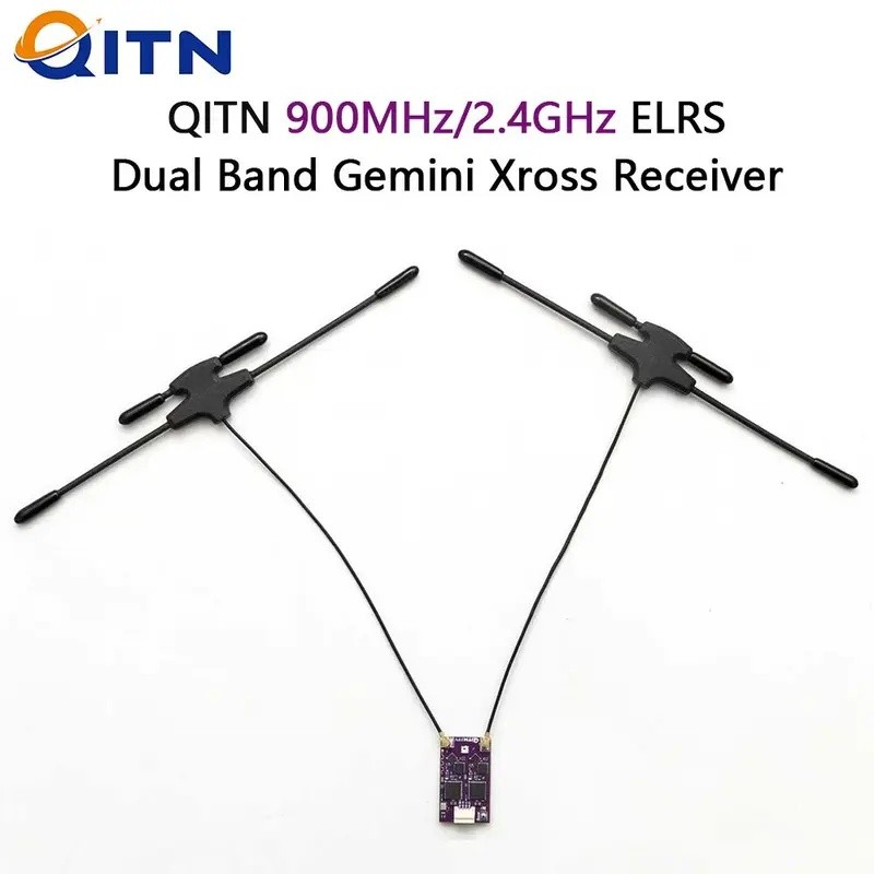 HB 1 / 5 CHIẾC QITN 915 MHz 2.4Ghz ELRS Bộ thu Gemini băng tần kép Buint-in ESP32-D4 LR1121 TCXO chi