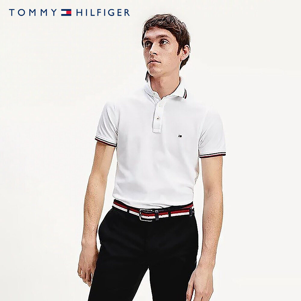 TOMMY HILFIGER - Áo Polo Nam Tay Ngắn Core Tommy Tipped Slim Polo MW0MW13080YBR