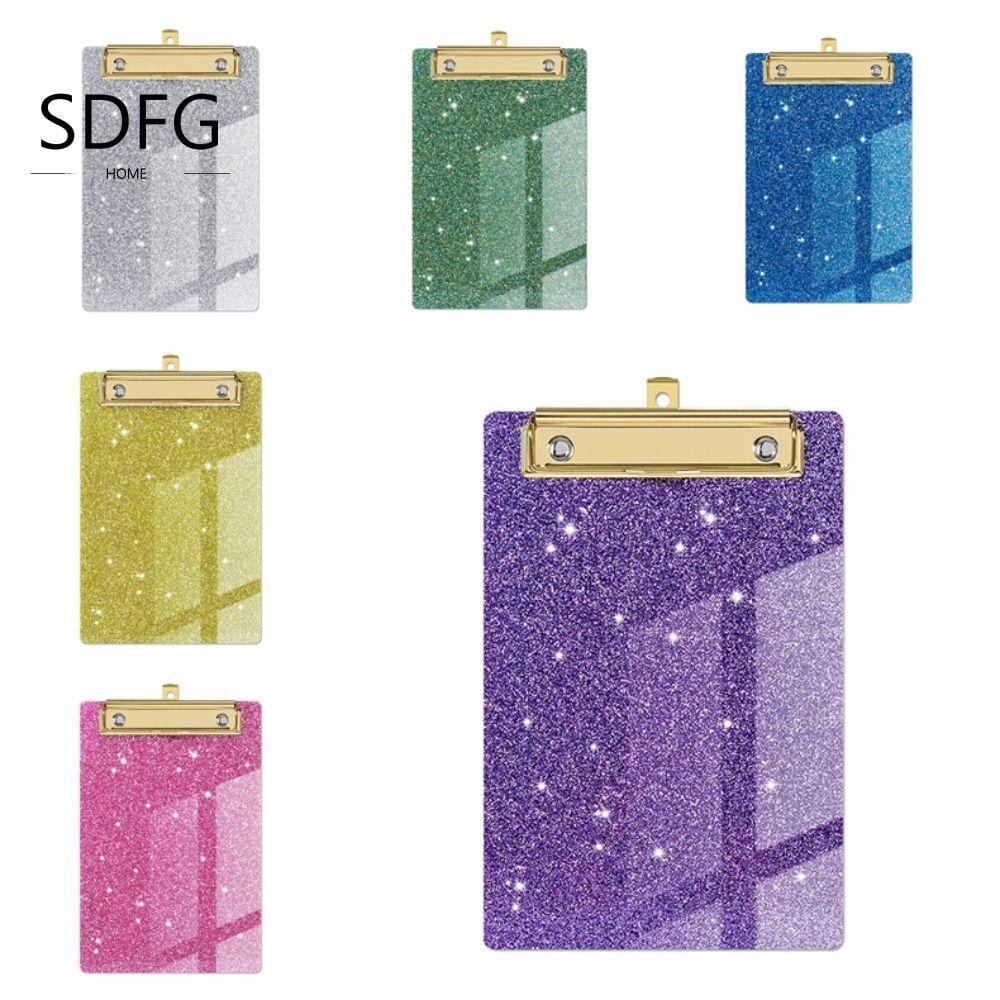 Bảng viết lấp lánh SDFG, với hồ sơ thấp Clip Paper Organizer Flash Memo Clipboard, Arcylic Sparkly M