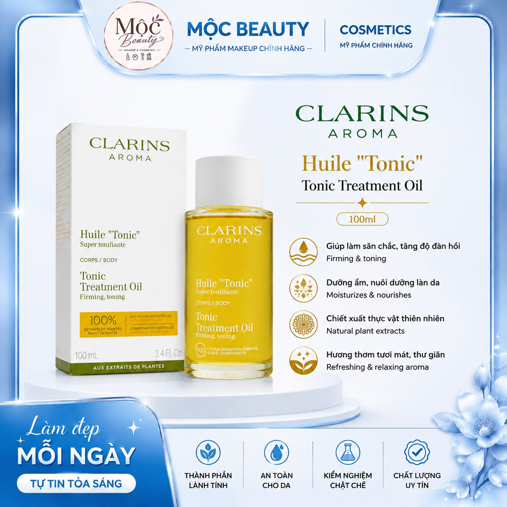 Dầu Dưỡng Thể 𝕮𝖑𝖆𝖗𝖎𝖓𝖘 Tonic Body Treatment Oil 100ml | Dưỡng Da Mềm Mịn, Cấp Ẩm, Hương Thơm Thư Giãn