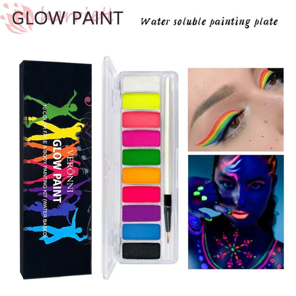 HUNIU Dạ Quang Body Face Painting Kit, Nhiều Màu Sắc Dạ Quang Body Art Painting, Trang Điểm Làm Đẹp 