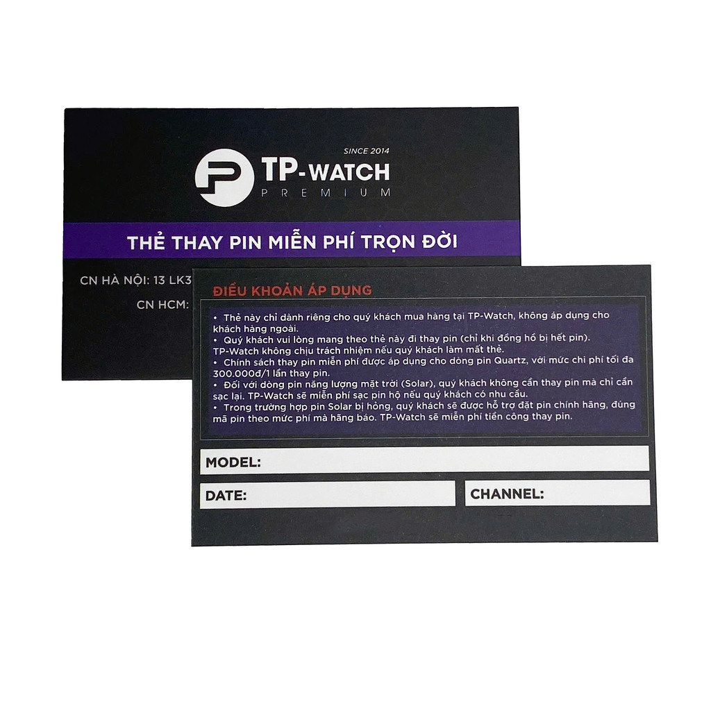 Thẻ Thay Pin Miễn Phí Trọn Đời tại TP-Watch | Battery Replacement Card
