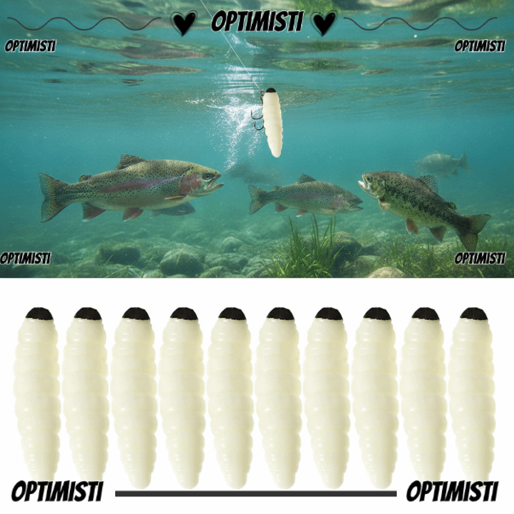 OPTIIMSTI 100 CHIẾC Giun Câu Cá, Mồi Câu Cá PVC 1.38 Inch, Giun Cá Mềm Như Thật Mồi Bass Câu Cá