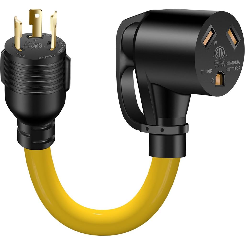 Bộ chuyển đổi máy phát điện RV 30 Amp 3 Prong Khóa xoắn, NEMA L5-30P Nam sang TT-30R Nữ, Hạng nặng S