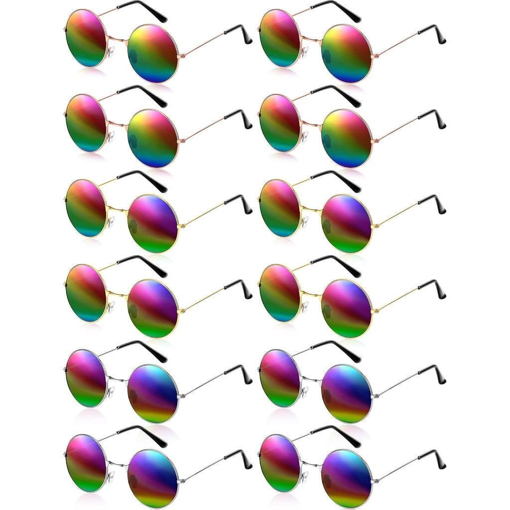 XuhalLGBT Pride Sunglasses LGBT Pride Glasses Retro Round Polarized Rainbow Sunglasses Classic Hippi