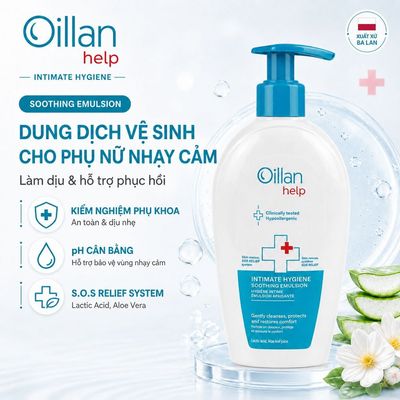 Dung Dịch Vệ Sinh Cho Nữ Chuyên Biệt OILLAN HELP Danh Cho Da Nhạy Cảm Hỗ Trợ Giảm Ngứa Dịu Khô Rát Phụ Khoa 300ml/Chai