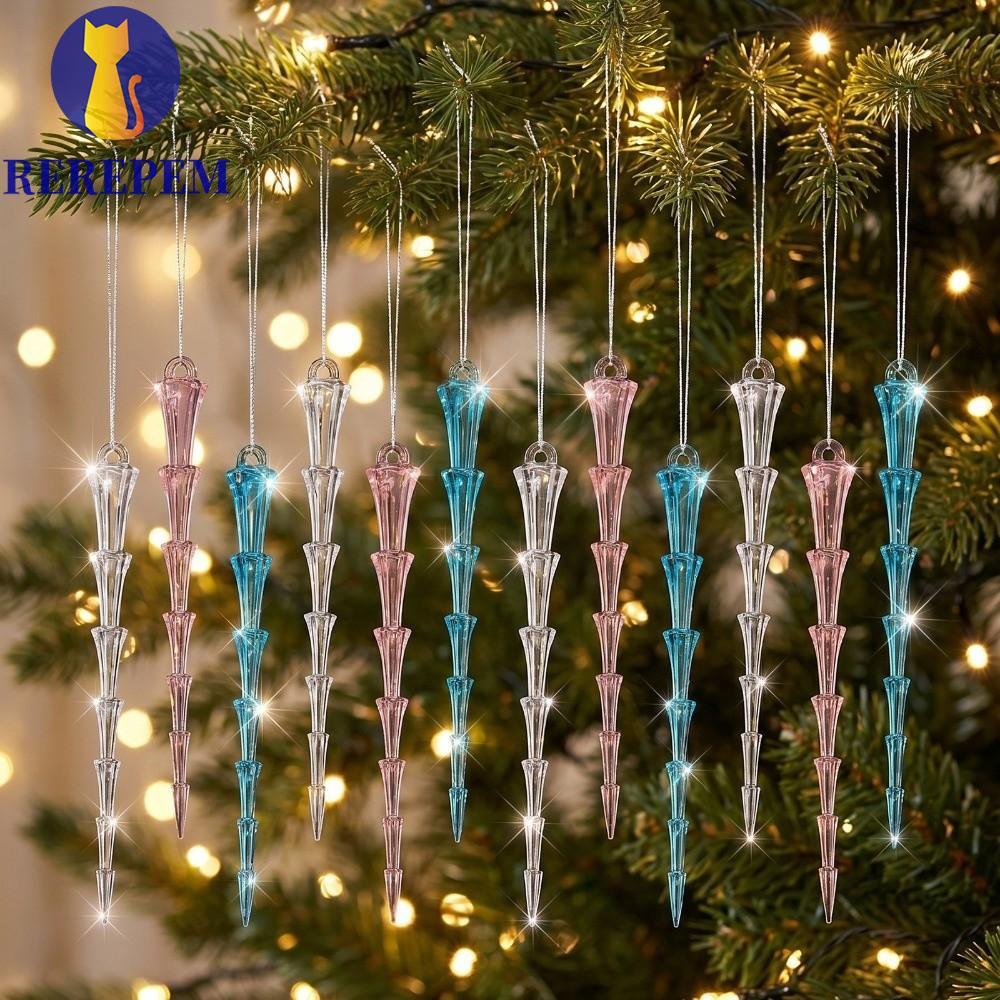 MARTIN1 12 Cái Trang Trí Cây Giáng Sinh Icicle, Đồ Trang Trí Giáng Sinh Acrylic Icicle Thực Tế Trong