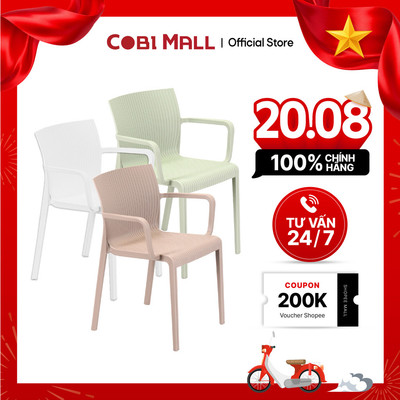 Ghế nhựa đúc hiện đại Elle, có tay vịn - Cobihome