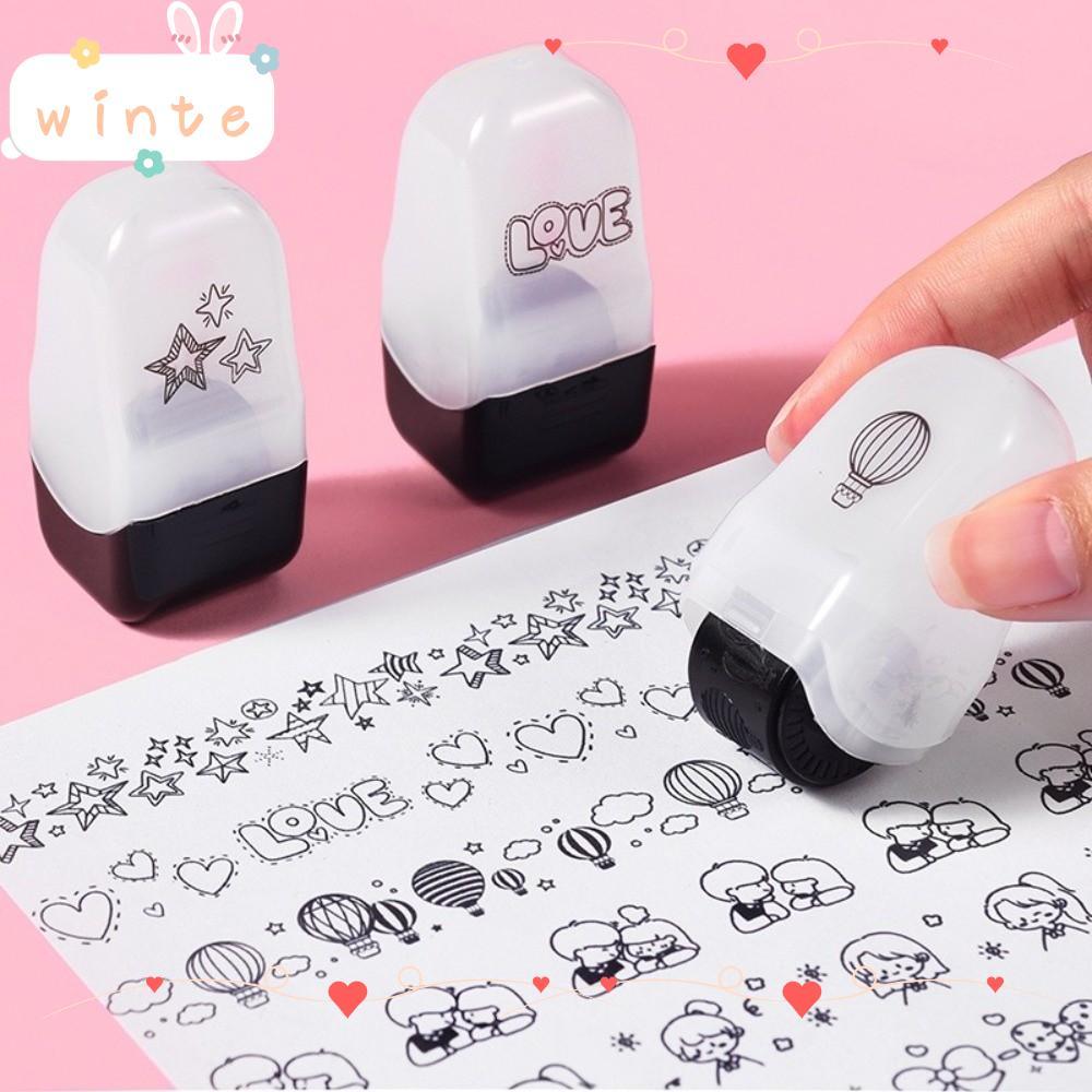 WINTE Rolling Flower Seal, Sổ tay Graffiti họa tiết hoạt hình ngộ nghĩnh, Công cụ vẽ dây ren DIY Rol
