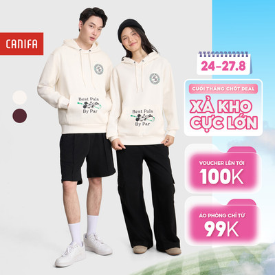 Áo nỉ cào lông có mũ unisex người lớn CANIFA 5TW25W004