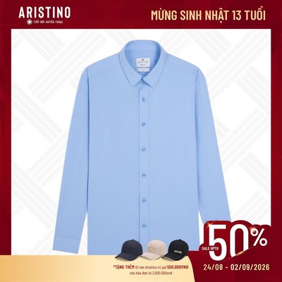 Áo sơ mi nam dài tay ARISTINO Slim Fit ôm nhẹ, thiết kế tà lượn không túi ALSR34