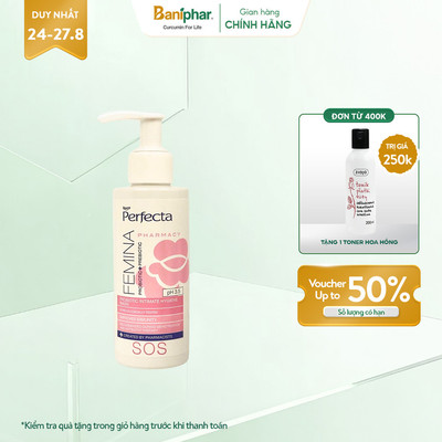 Dung dịch vệ sinh phụ nữ Perfecta Pharmacy Femina SOS Probiotic Intimate Hygiene Wash Dịu Nhẹ Và Dưỡng Ẩm 150ml