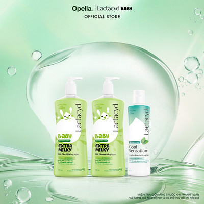 Bộ 2 Chai Sữa Tắm Gội Trẻ Em Lactacyd Baby Extra Milky Size Jumbo 800ml + Chai DDVS Phụ Nữ Lactacyd Cool Sensation 250ml