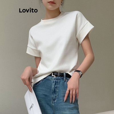 Lovito Phong cách thường ngày Áo thun thông thường Áo thun buộc tương phản mùa hè dành cho nữ LNE40575 (Nhiều màu)