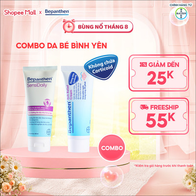 Combo Làn Da Bé Bình Yên: Kem Giảm Ngứa Bepanthen Itch Relief 20G/Tuýp + Kem Dưỡng Ẩm Bepanthen Sensidaily Tuýp 200G