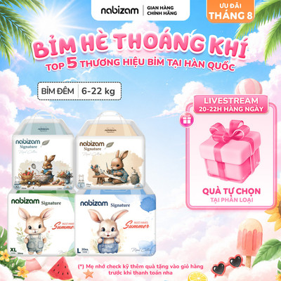 [Quà tự chọn] [10 BỊCH] Tã/Bỉm Đêm Nabizam Nội Địa Hàn Siêu Mềm Mỏng, Thoáng Khí, Siêu Thấm Hút, Bé Ngon Giấc Suốt Đêm