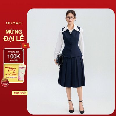 Set lẻ Áo gile GUMAC gài nút  AG05004 - Chân váy GUMAC form A xòe VG05006 - Quần tây GUMAC ống loe QG05005