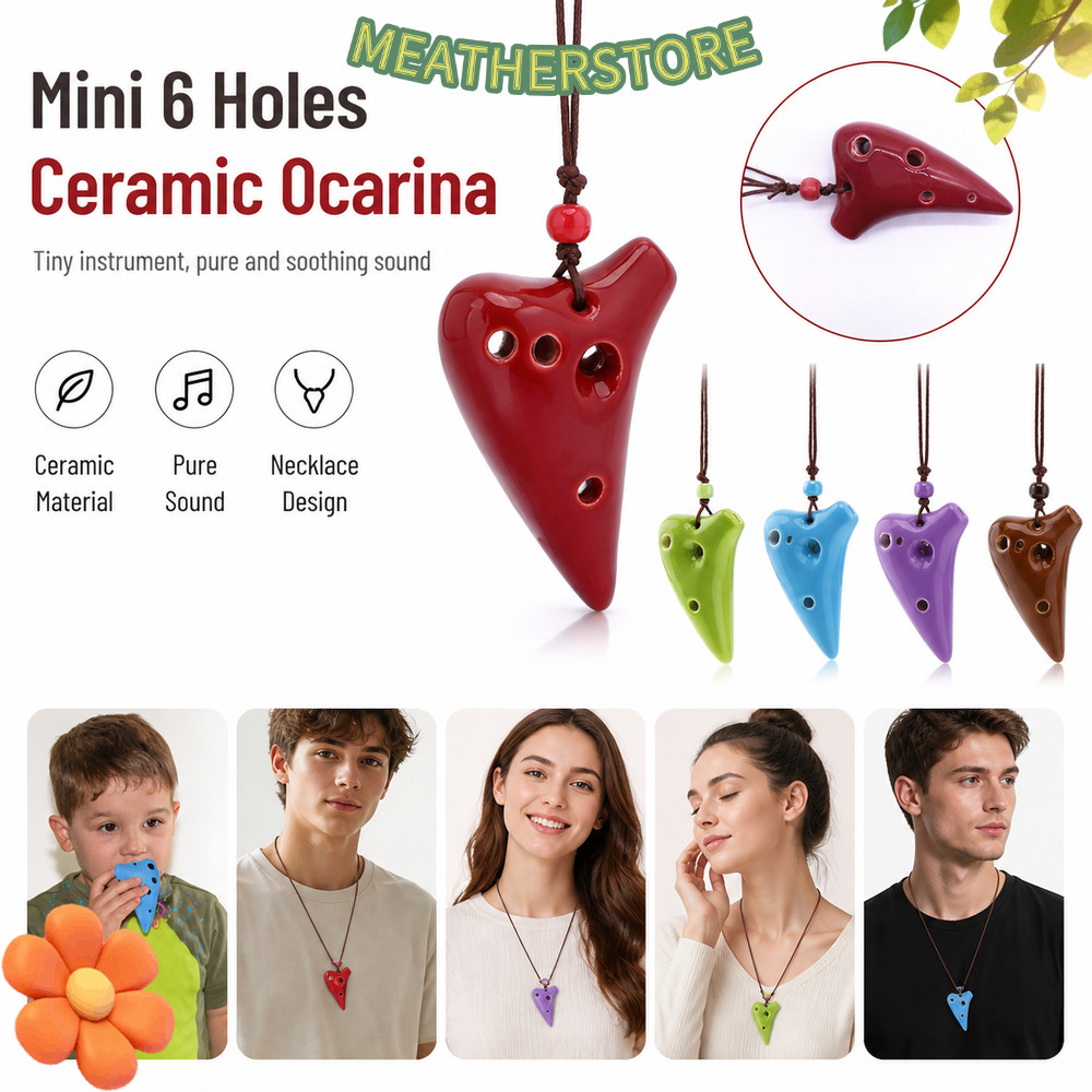 KAATHS Gốm Ocarina, Dây treo Bao gồm Mặt dây chuyền Ocarina có thể chơi được, Vòng cổ Mini 6 lỗ Hiệu