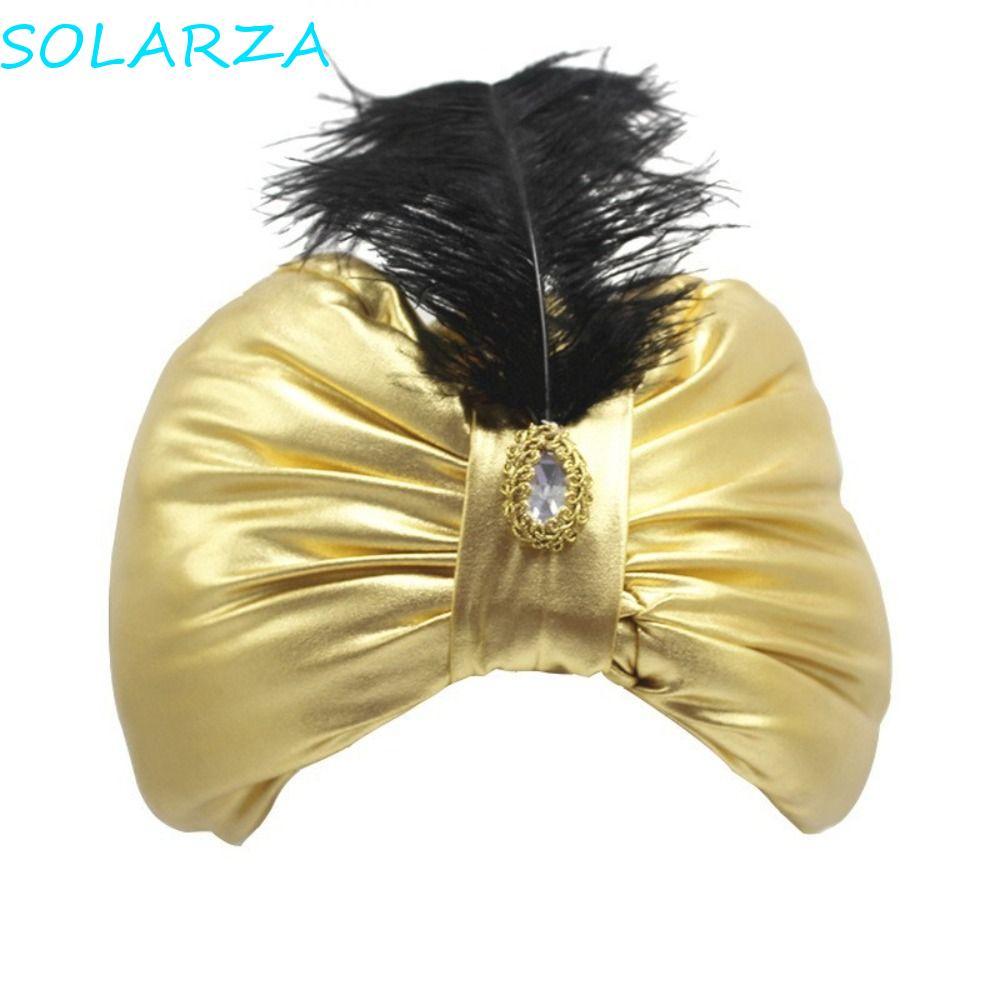 SOLARZA Ả Rập Xếp Ly Turban, Mũ Ả Rập Trang Điểm Ấn Độ Xếp Ly Mũ, Mũ Dân Tộc Quấn Đầu Cosplay Sultan