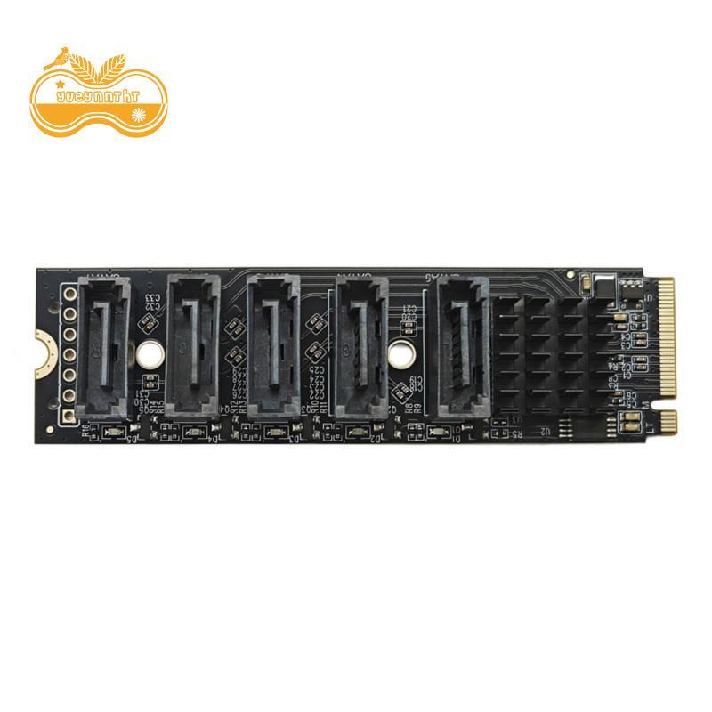 Thẻ mở rộng M.2 NVMe sang 5 cổng SATA 3.0 JMicron JMB585 Bộ điều khiển Chip M2 Key-M sang SATA3.0 Bộ