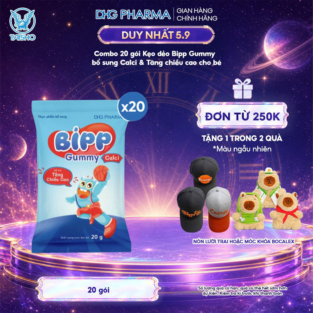 Combo 20 gói Kẹo dẻo Bipp Gummy Calci & Tăng chiều cao cho bé