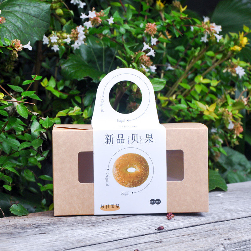 Hộp Bao Bì Bagel Giấy Kraft Hộp Bagel Di Động Bagel Hộp Bao Bì Bên Ngoài Hộp Giấy Hộp Bao Bì Nướng B