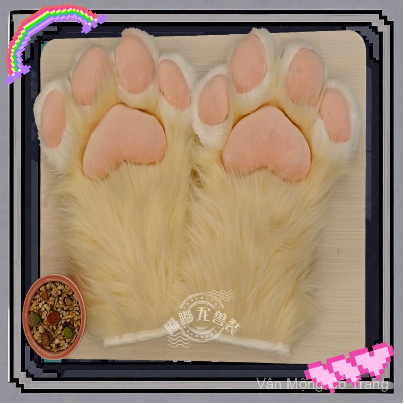 Găng tay móng vuốt thú furry 4 ngón dễ thương, phụ kiện cosplay anime đẹp