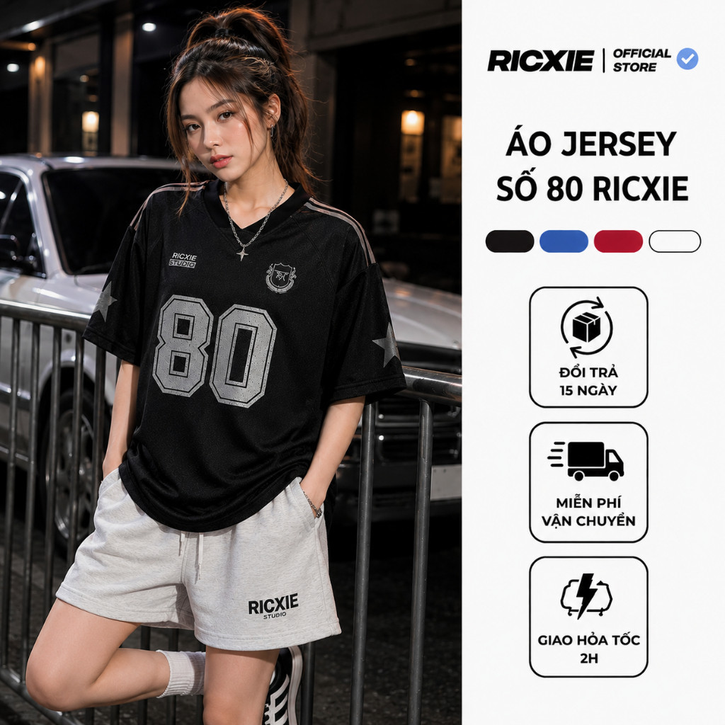 Không. 80 Ricxie Oversize Unisex dáng rộng dạo phố