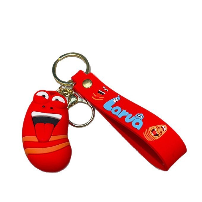 Ngộ nghĩnh Larva Hoạt Hình Móc Khóa Đỏ Vàng Bọ Búp Bê Móc Khóa Dễ Thương Ba Lô Túi Quyến Rũ Sinh Viê