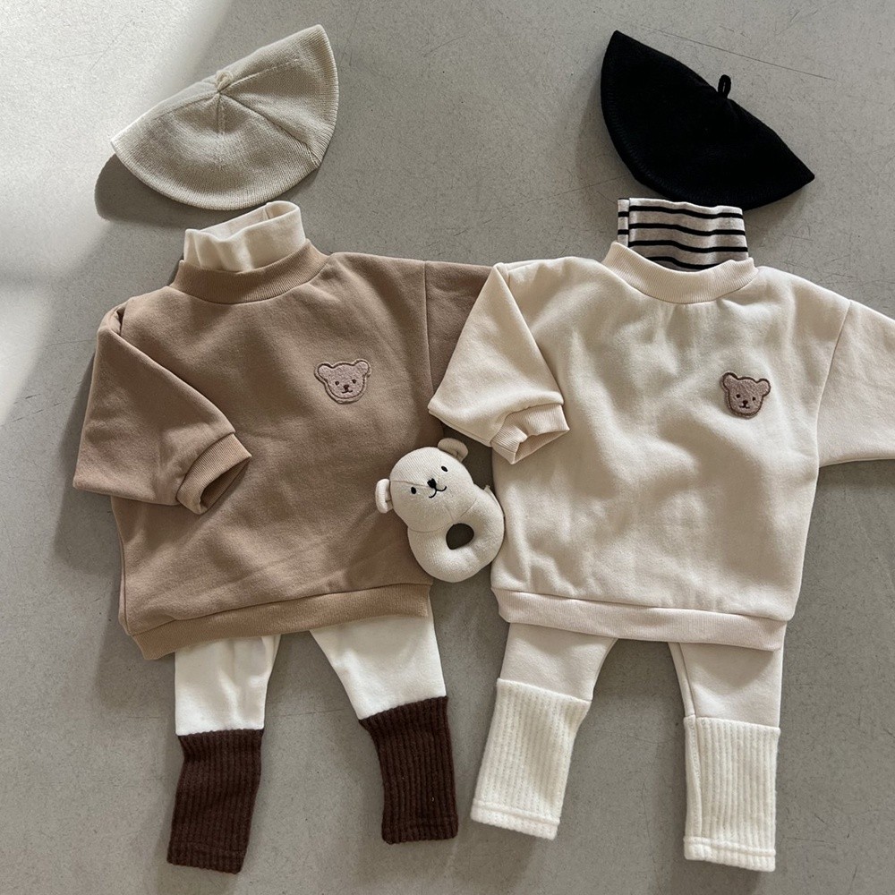 0-3 Years Old Winter Baby Sweatshirt Long Sleeve Bear Logo Infant Shirt
