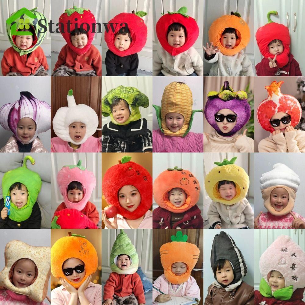 STATIONWA Onion Mũ Trang Phục, Mềm Mại Dễ Thương Mô Phỏng Mũ Trái Cây, Phụ Kiện Tiệc Vui Nhộn Thoải 