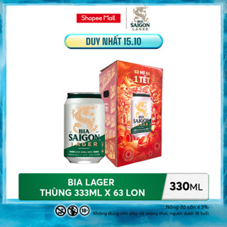 NỒNG ĐỘ 4.3% - Thùng 63 Lon bia Saigon Lager 330ml (phiên bản Tết 2025)