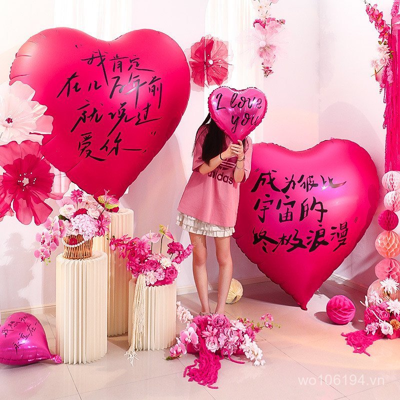 Đính Hôn Người Ảnh Hưởng Trang Trí Tình Yêu Hình Trái Tim Bơm Hơi Mô Hình Ảnh Cầu Hôn Trang Trí Quá 