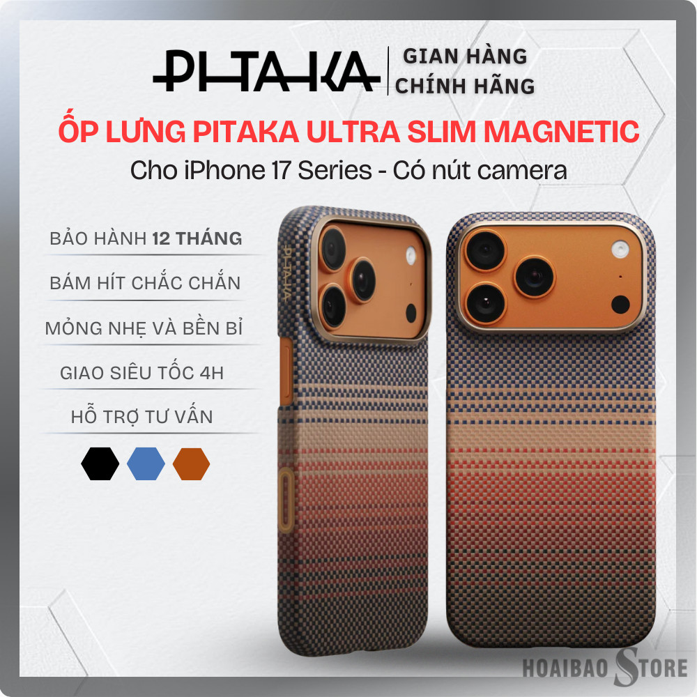 Ốp lưng Pitaka Ultra Slim Magnetic Cho iPhone 16/ 17 Series Siêu mỏng và nhẹ