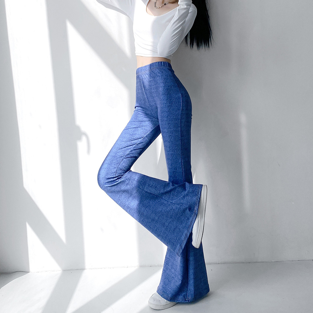 quần dance quần legging nữ Quần yoga co giãn cao cạp cao ôm mông giả denim