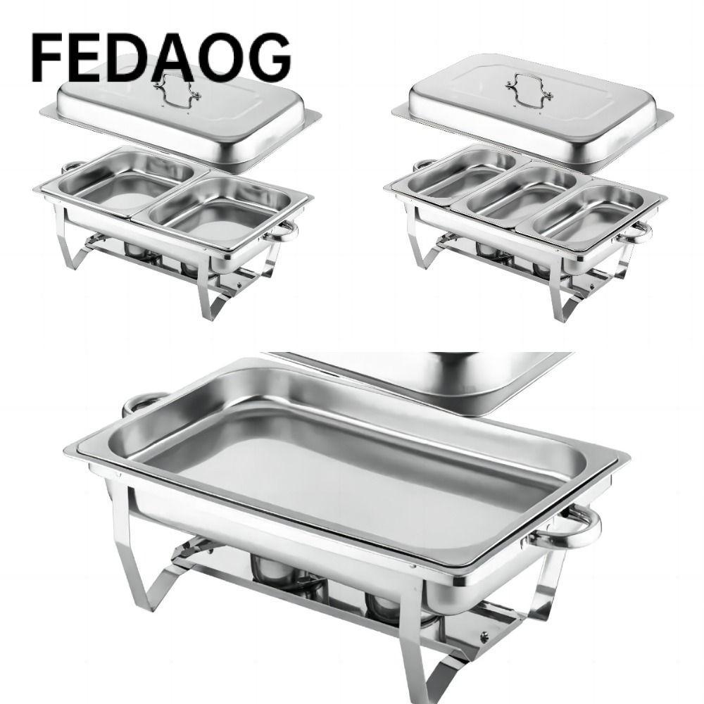 Máy hâm nóng thức ăn tự chọn FEDAOG, Đĩa nướng tự chọn đa chức năng bằng thép không gỉ, Đĩa bếp tự chọn hình chữ nhật bền 1 / 2 / 3