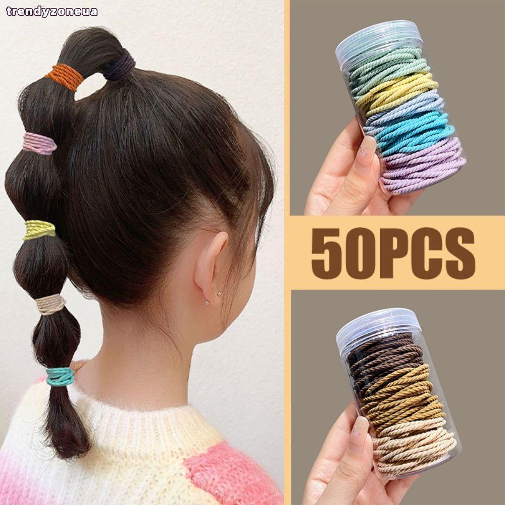 TRENDYZONEUA 50 Dây buộc tóc, Dây buộc tóc màu kẹo co giãn mạnh mẽ, Dây buộc tóc chéo
