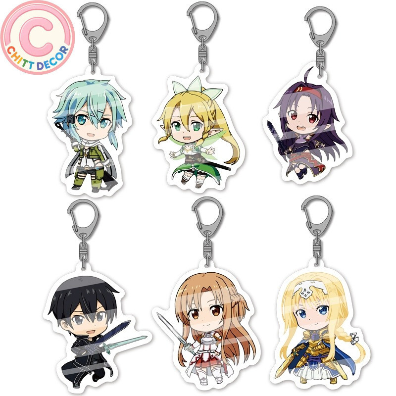 Móc khóa Fashion Anime Sword Art Online Keychain Kirito Asuna Yuuki Asuna Asada Shino Q Version Arcy