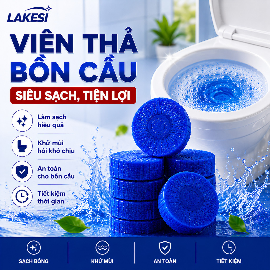 LAKESI Combo 10 Viên Vệ Sinh Bồn Cầu Khử Mùi