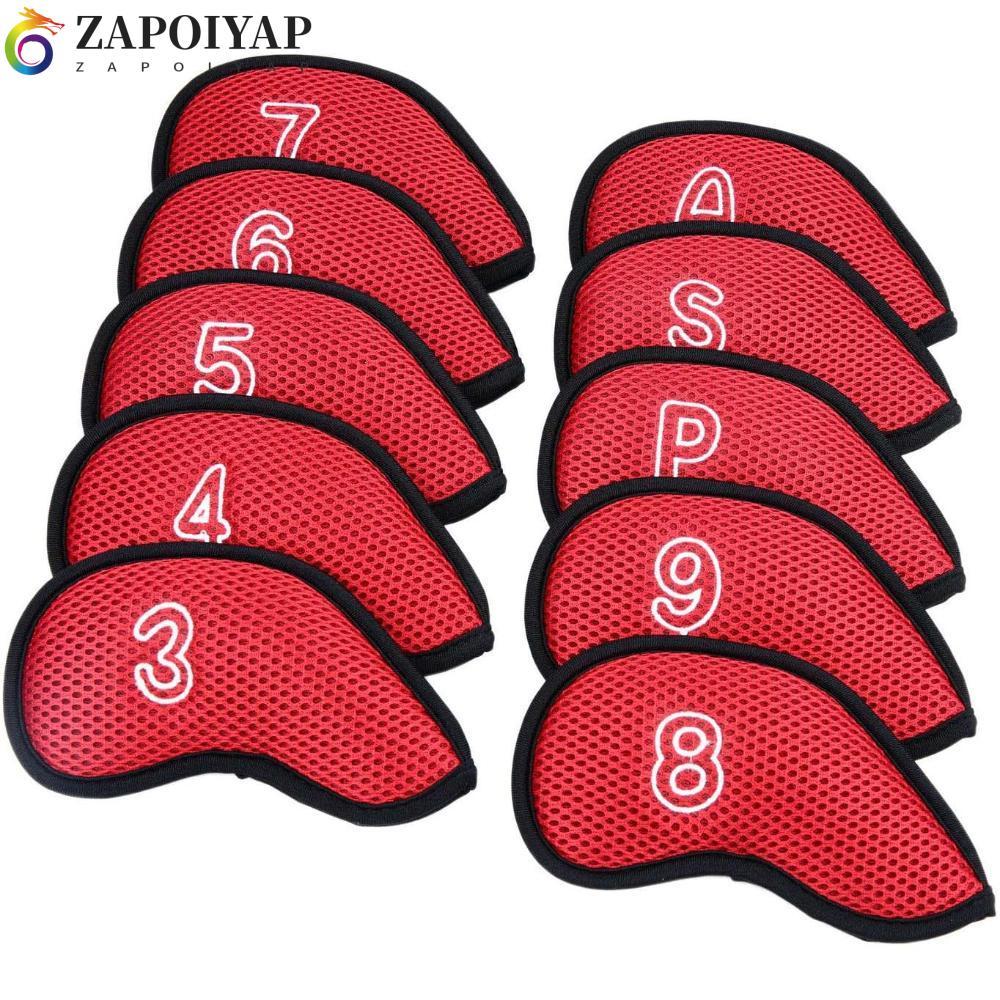ZAPOIYAP Golf Club Cover 10 chiếc Vỏ bảo vệ bằng cao su tổng hợp có thiết kế số 3,4,5,6,7,8,9, P, S,
