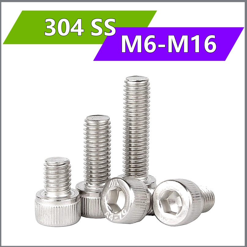 Bu lông lục giác chìm đầu trụ ren mịn INOX 304 M6-0.75x8 M6-0.75x10 M6-0.75x12 M6-0.75x16 M6-0.75x20