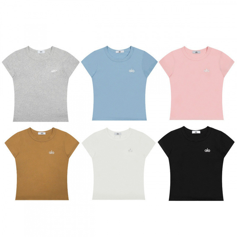2026alo Nhãn Bạc Ba Chiều Vai Chính Hãng Slim-fit Ngắn Tay Chữ T-