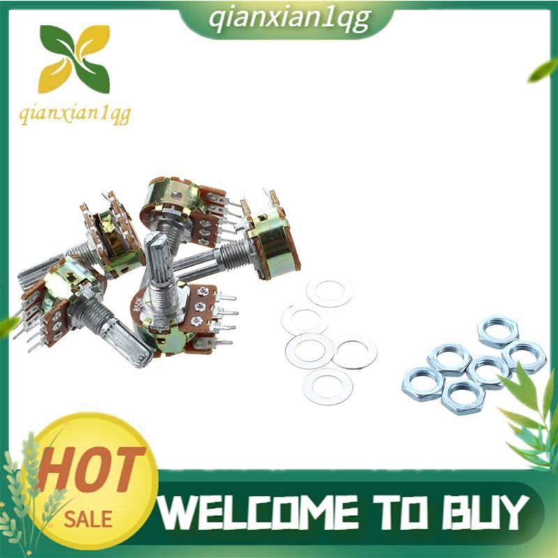 5 Chiếc B50K 50K ohm 6 Chân Trục Chia Xoay Tuyến Tính Kép Côn Chiết Áp