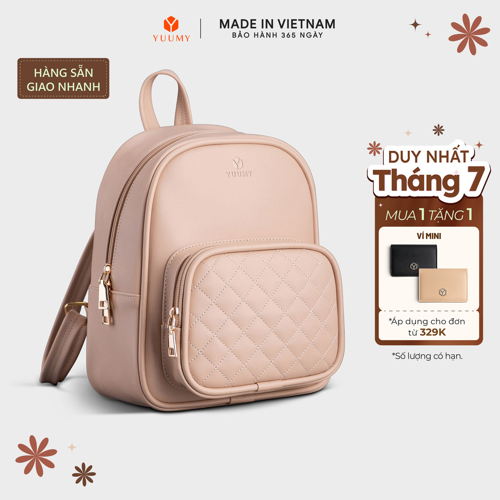 Balo Yuumy (Thời trang nữ cỡ trung chần chỉ - Balo da YBA35) Bagsmart