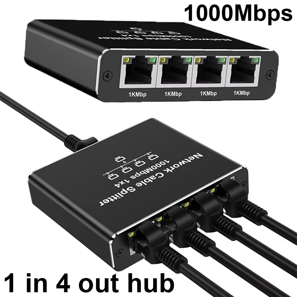 1 trong 4 ra 1000Mbps Gigabit Network Hub RJ45 Ethernet Splitter Connector 1000M Bộ chuyển đổi mạng 