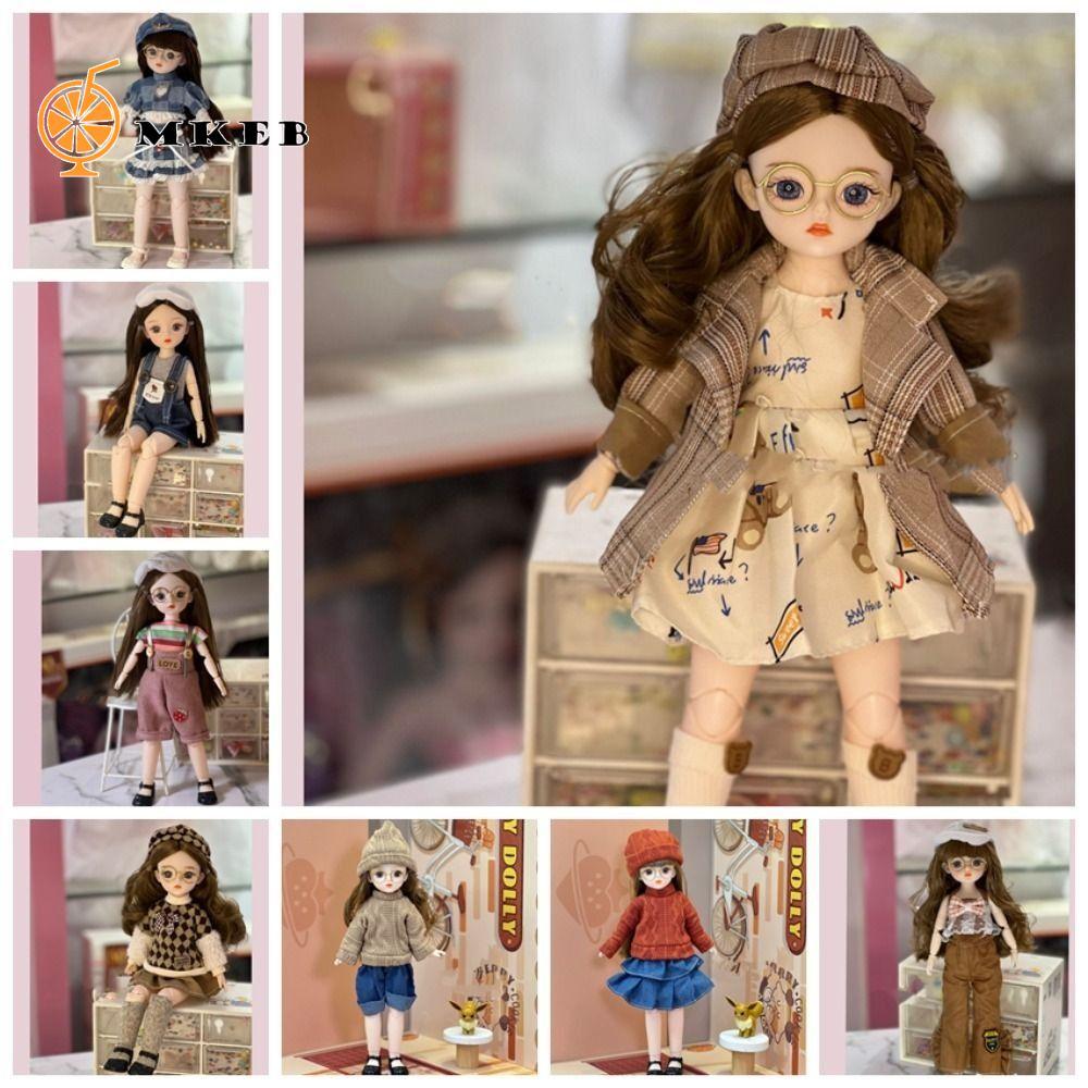 MKEB 30cm Bjd Doll, Mini Hàn Quốc Trang Điểm Nhìn Đôi Mắt Lớn Công Chúa BJD Doll, DIY Dress-up Quần 