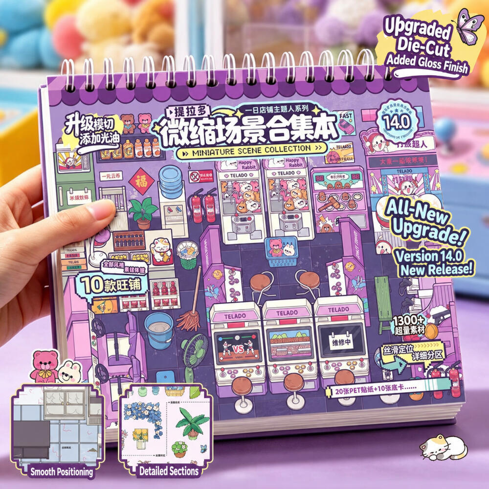 Telado 14.0  30 Pcs [One Day Shopkeeper Series] 3D Miniature Scene Sticker Book  Landscape Stickers 